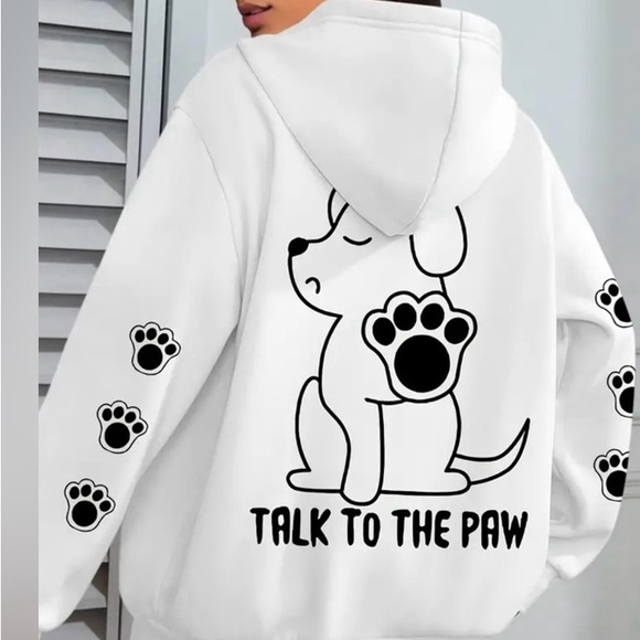 Dog Hoodie with Black Dog and Paw Print Dog Lover - Picture 4 of 11